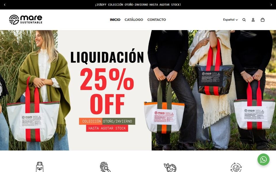 Tienda online de Mare Sustentable, accesorios hechos a mano con residuos rurales, hecha por Bioma